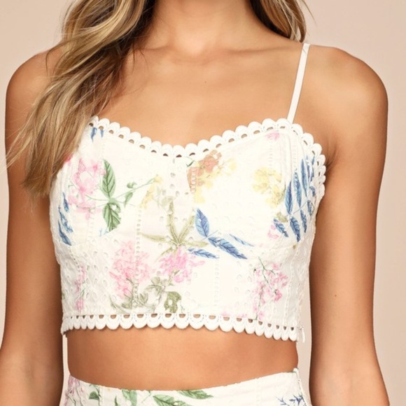 Lulus Sweet At Heart White Floral Embroidered Two-piece Midi Dress - Size L - Picture 1 of 1